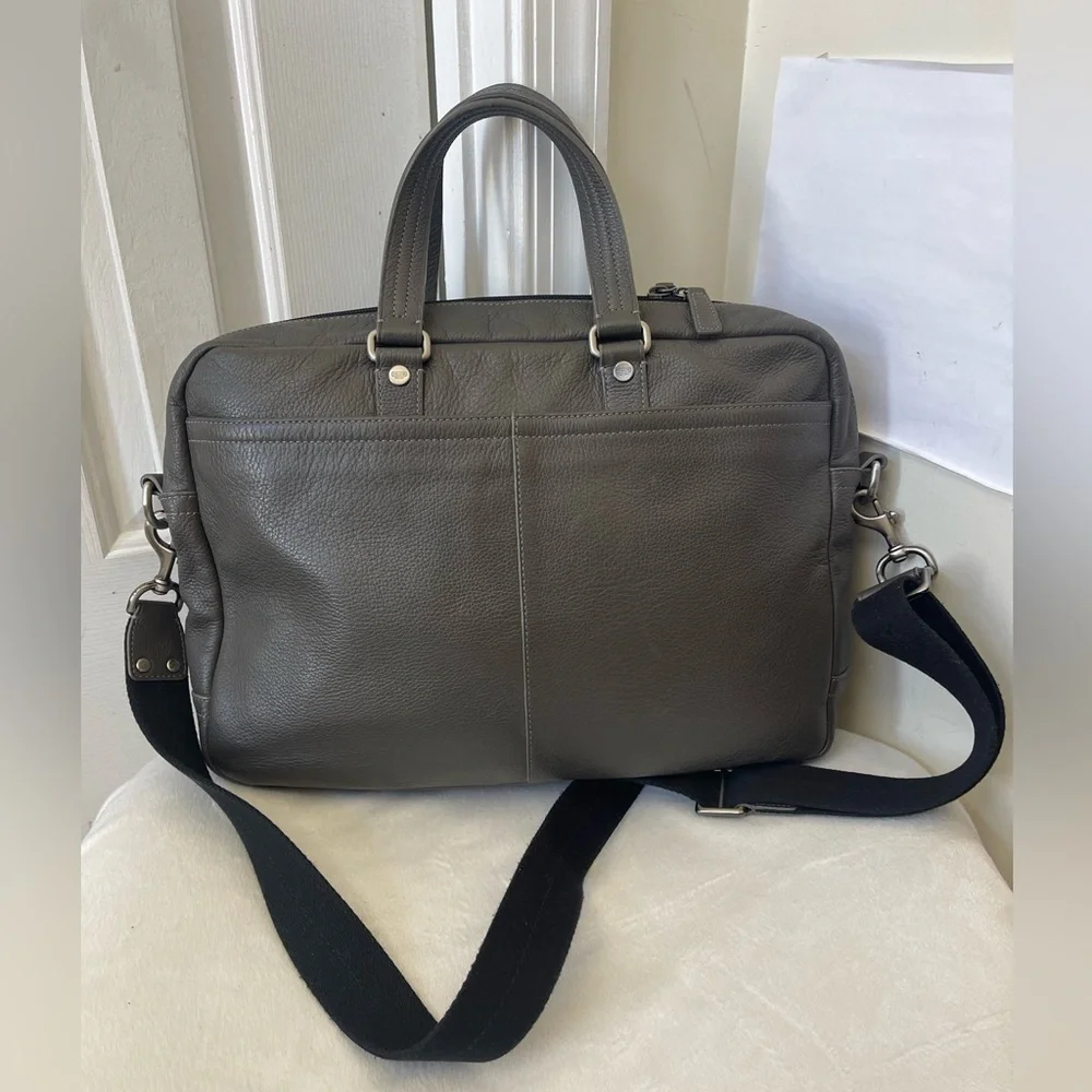 Coach Gray Leather Briefcase Bag